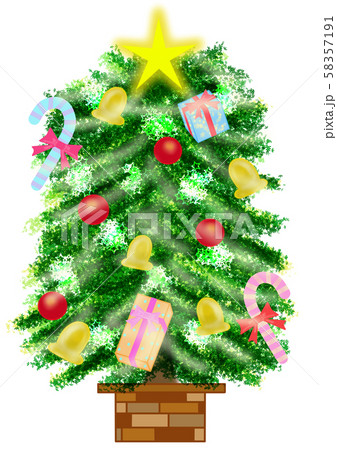 飾り いっぱいの クリスマスツリーのイラスト素材