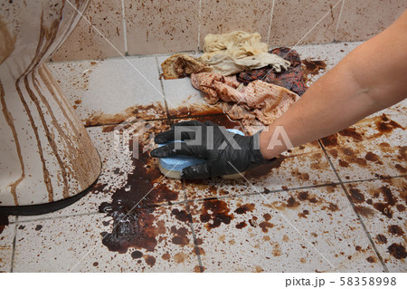 Dirty toilet and bathroom 58358998