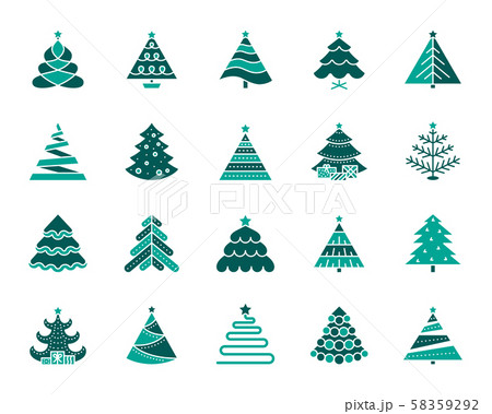 Christmas Tree simple color flat icons vector set Christmas Tree simple color flat icons vector set 58359292