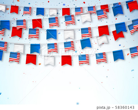 Garlands of USA flags. Banner to celebrate Garlands of USA flags. Banner to celebrate 58360143