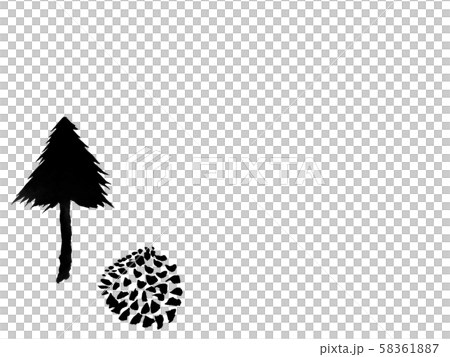 冬のまつぼっくり(墨の手描きイラスト) 冬のまつぼっくり(墨の手描きイラスト) 58361887