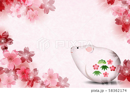 子　年賀状　和紙　背景  58362174