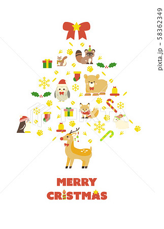 クリスマスと動物のイラスト 3のイラスト素材 58362349 Pixta
