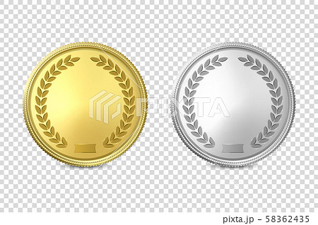 Vector 3d Realistic Blank Golden and Silver Metal Coin or Medal Icon Set Closeup Isolated on 58362435