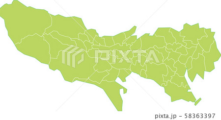東京都のシンプル地図のイラスト素材