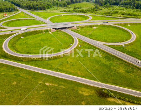 Top view of green roundabout 58363617