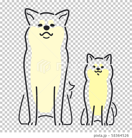 犬 ポーズ 表情 ２匹 秋田犬 柴犬のイラスト素材
