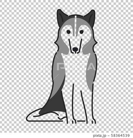 犬 ポーズ 表情 １匹 シベリアンハスキーのイラスト素材