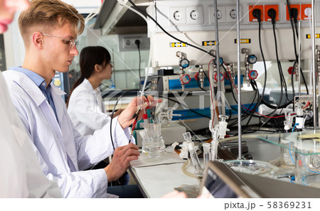 Male scientist engaged in research in laboratory 58369231