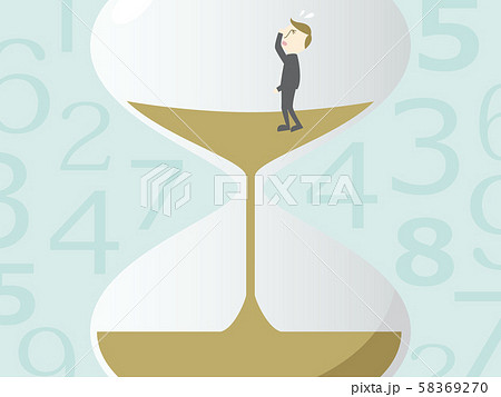 砂時計と時間がない1、あせる男性 砂時計と時間がない1、あせる男性 58369270
