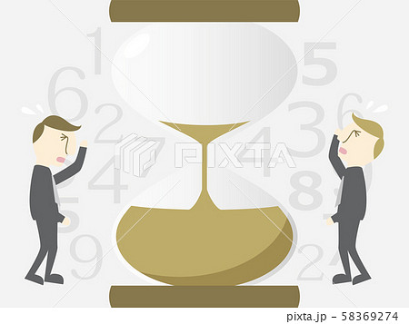 砂時計と時間がない4、あせる男性 58369274