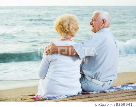 portrait of pensioners on the sea coast portrait of pensioners on the sea coast 58369941