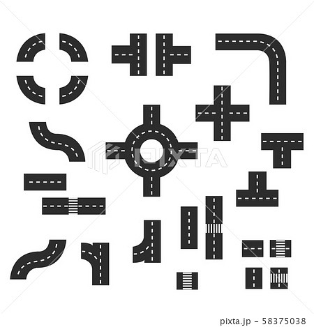 Set of street road,street road elements illustration vector Set of street road,street road elements illustration vector 58375038