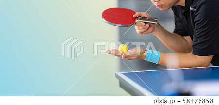 Ping pong table, Male playing table tennis with 58376858