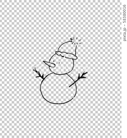 雪だるま モノクロのイラスト素材