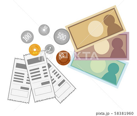 お金 硬貨 レシート 一万円  お金 硬貨 レシート 一万円  58381960