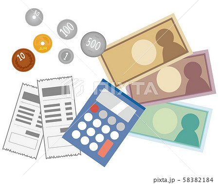 お金 硬貨 レシート 一万円 電卓 お金 硬貨 レシート 一万円 電卓 58382184