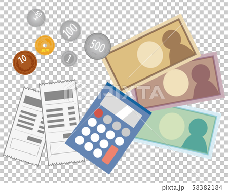 お金 硬貨 レシート 一万円 電卓 お金 硬貨 レシート 一万円 電卓 58382184