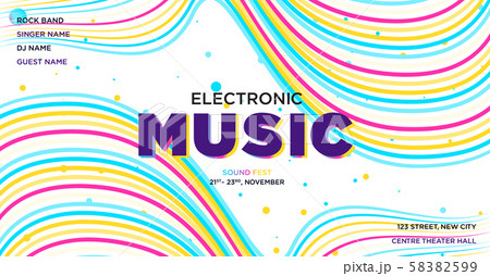Colorful electronic Music Covers template design 58382599