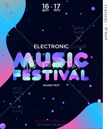 Colorful electronic Music Covers template design 58382611