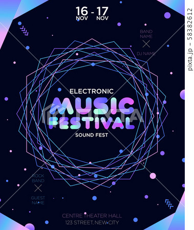 Colorful electronic Music Covers template design 58382612