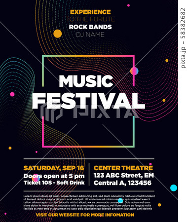 Colorful electronic Music Covers template design 58382682