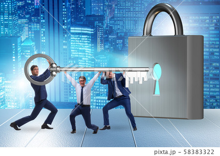 Businessmen unlocking new opportunity with key 58383322