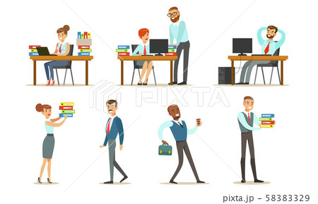 People Working In The Office Set Male And のイラスト素材 5329