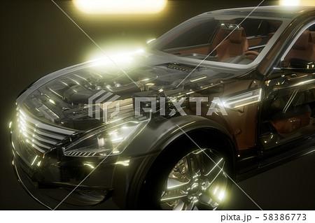 engine and other parts visible in car 58386773