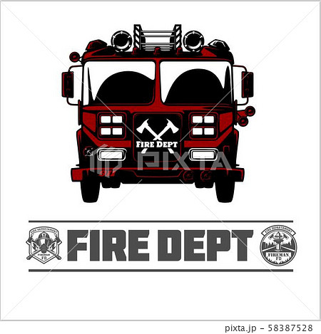 Fire Truck - Fire departament emblem vector illustration and badge. Fire Truck - Fire departament emblem vector illustration and badge. 58387528