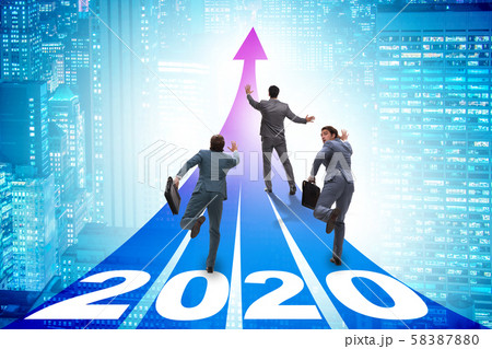 Businessman in new year 2020 concept Businessman in new year 2020 concept 58387880