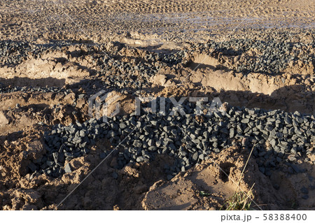 Land and gravel, close-up 58388400