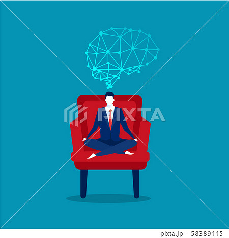 Businessman Sitting Lotus Pose In Office Chair のイラスト素材 5445