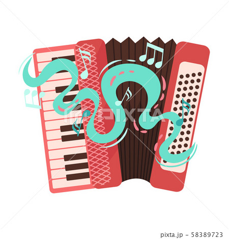 Harmonica And Musical Notes Isolated On White Background Illustration 58389723