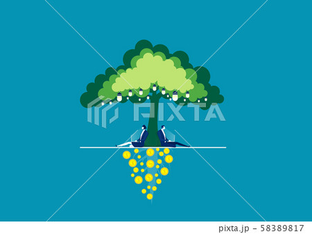business woman and man Sitting Under Tree and Communicating Via Internet Using notbook for create idea and made money with business green world concept Vector Illustration business woman and man Sitting Under Tree and Communicating Via Internet Using notbook for create idea and made money with business green world concept Vector Illustration 58389817