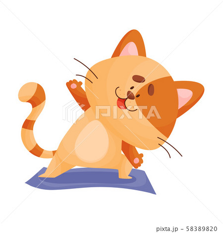 Cartoon Cat Yogi Leans To The Side Vector のイラスト素材 50