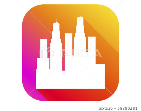 City flat icon with long shadow on gradient City flat icon with long shadow on gradient 58390281