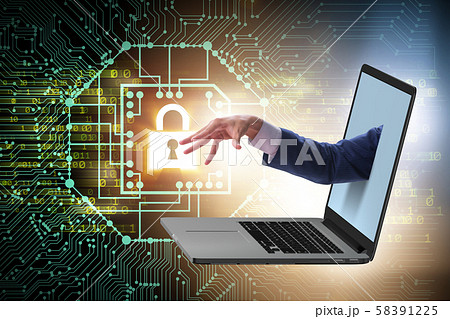 Hacker man trying to steal personal data 58391225