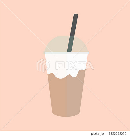 飲み物素材 ミルクティー カフェラテ カフェオレ ほうじ茶ラテ チョコドリンク パステルピンク背景 のイラスト素材