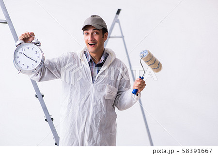 Painter working at construction site Painter working at construction site 58391667