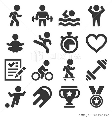 Wellness Sport and Fitness Icons Set. Vector Wellness Sport and Fitness Icons Set. Vector 58392152