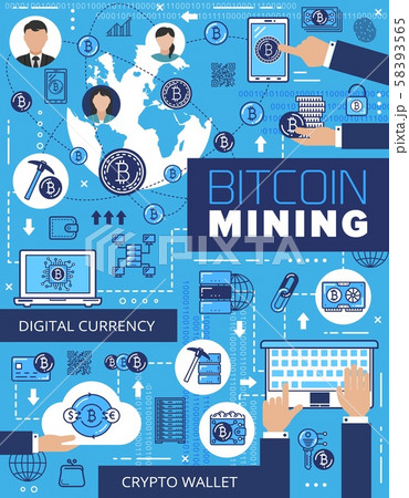 Cryptocurrency and bitcoin mining, global payment Cryptocurrency and bitcoin mining, global payment 58393565