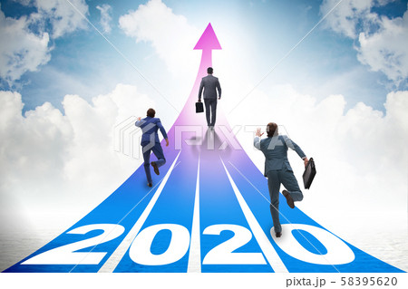 Businessman in new year 2020 concept 58395620