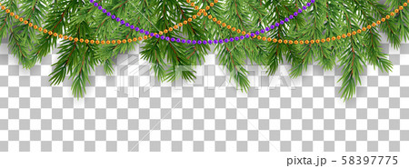Merry Christmas and happy New Year border of tree 58397775