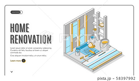 Home renovation repair service isometric landing Home renovation repair service isometric landing 58397992