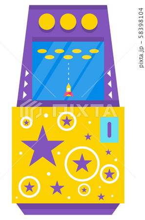Classic Arcade Game Machine with Rocket Vector 58398104
