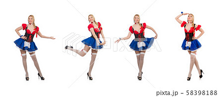 Woman waitress in oktoberfest concept Woman waitress in oktoberfest concept 58398188