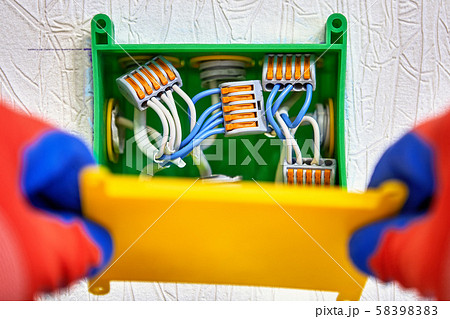 Installation of junction box for concealed wiring. 58398383