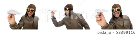 Funny pilot isolated on the white Funny pilot isolated on the white 58399116