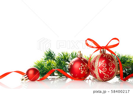 Christmas balls and star isolated white 58400217